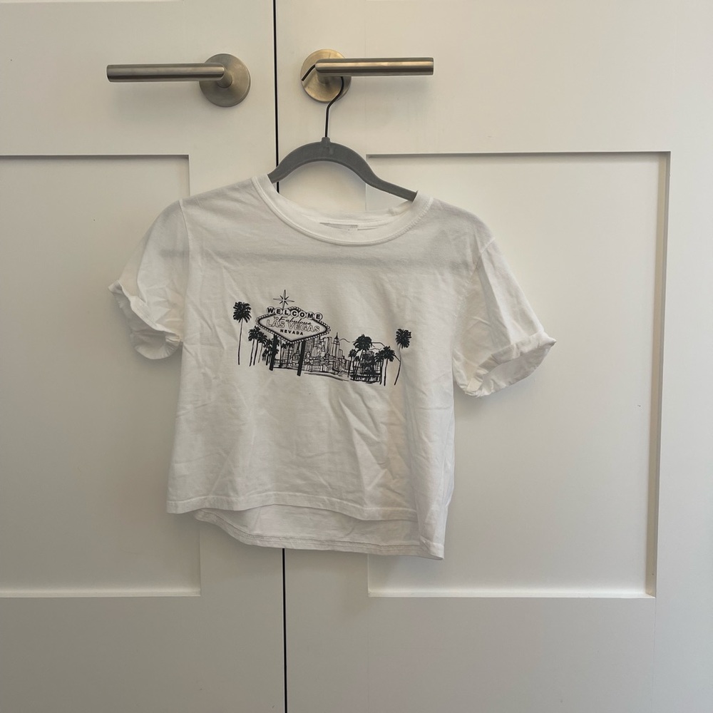 Topshop White and Black Graphic Tee